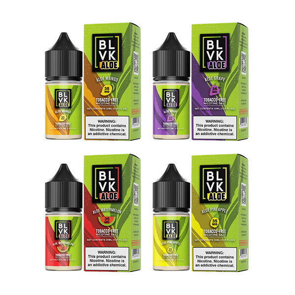 BLVK ALOE TFN Salt Series E-Liquid 30mL (Salt Nic) | 35mg Group Photo with packaging