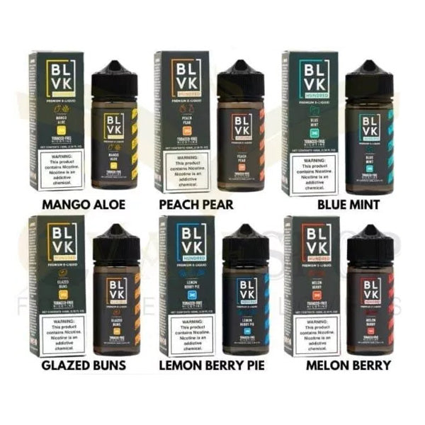 BLVK TFN Series E-Liquid 100mL (Freebase) | 0mg Group Photo with Packaging