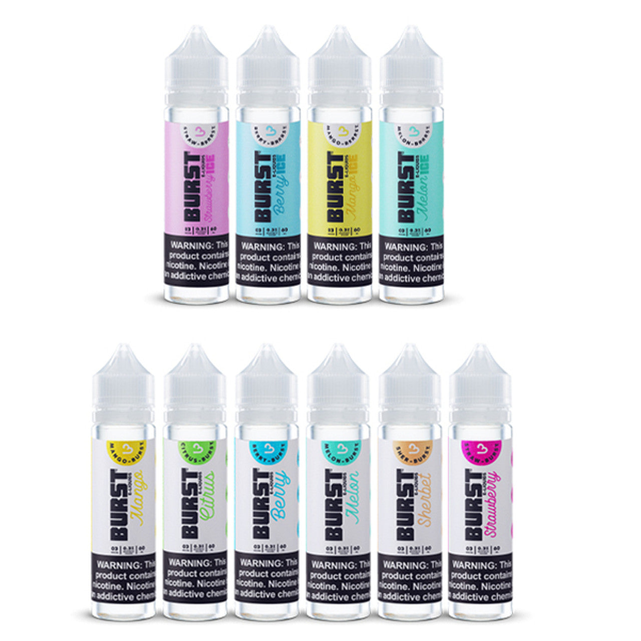 Burst Series E-Liquid 60mL (Freebase) Group Photo