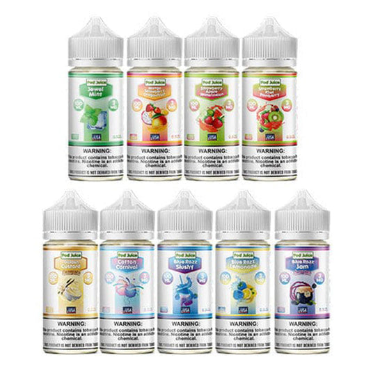 Pod Juice Series E-Liquid 100mL (Freebase) | 0mg Group Photo