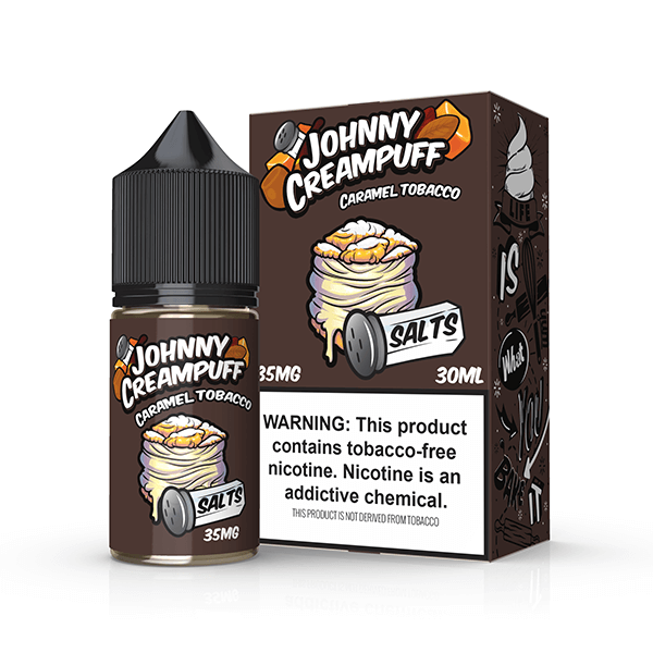 Tinted Brew Johnny Creampuff TFN Salt Series E-Liquid 30mL | 50mg Caramel tobacco with packaging