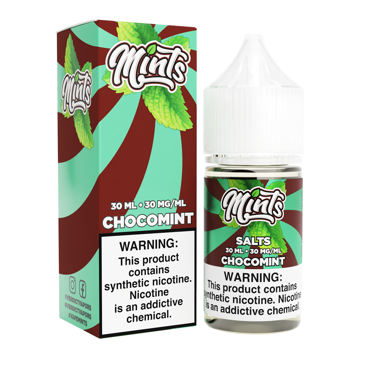 Mints Salt Series E-Liquid 30mL | 30mg Chocomint with packaging