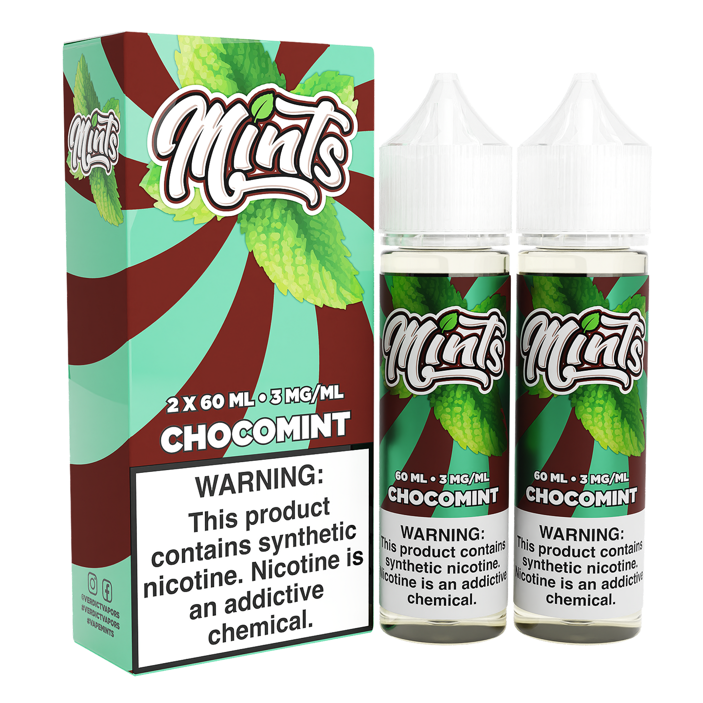 Mints Series E-Liquid x2-60mL | 6mg Chocomint with packaging