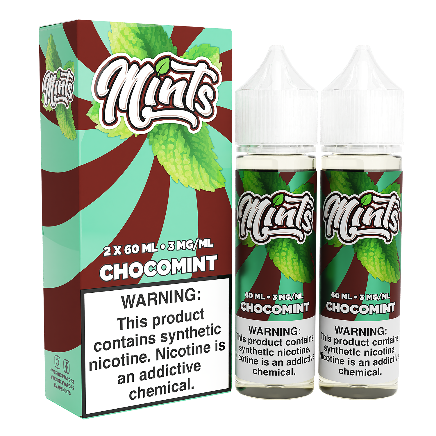 Mints Series E-Liquid x2-60mL | 6mg Chocomint with packaging