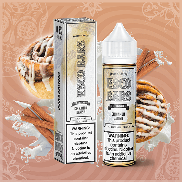 Esco Bars E-Liquid 0mg | 60mL (Freebase) Cinnamon Danish with Packaging