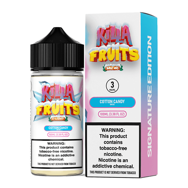 Killa Fruits Signature TFN Series E-Liquid 100mL (Freebase) | 3mg Cotton Candy on Ice with packaging