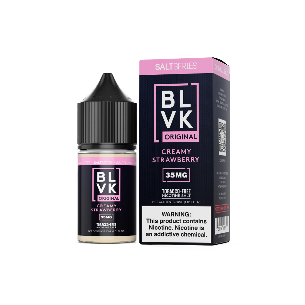 BLVK TFN Salt Series E-Liquid 30mL (Salt Nic) | Creamy Strawberry with packaging