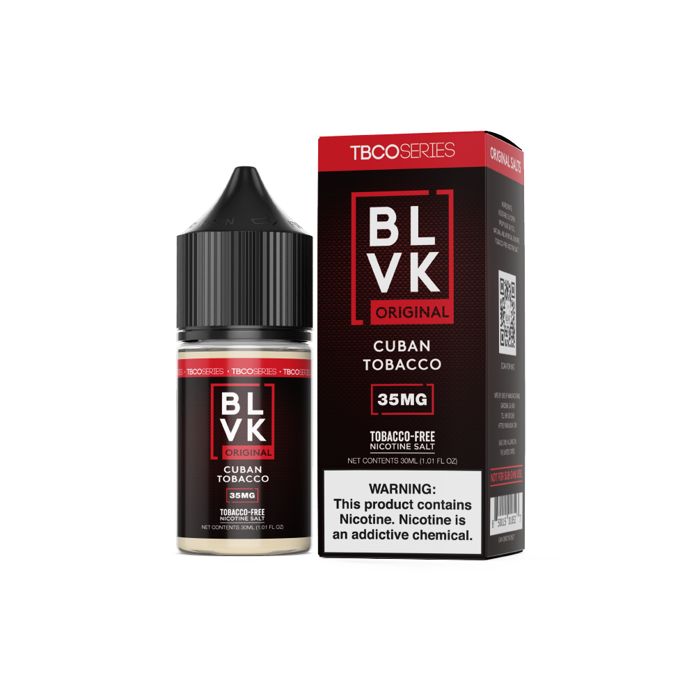 BLVK TFN Salt Series E-Liquid 30mL (Salt Nic) | 35mg Cuban Tobacco with packaging