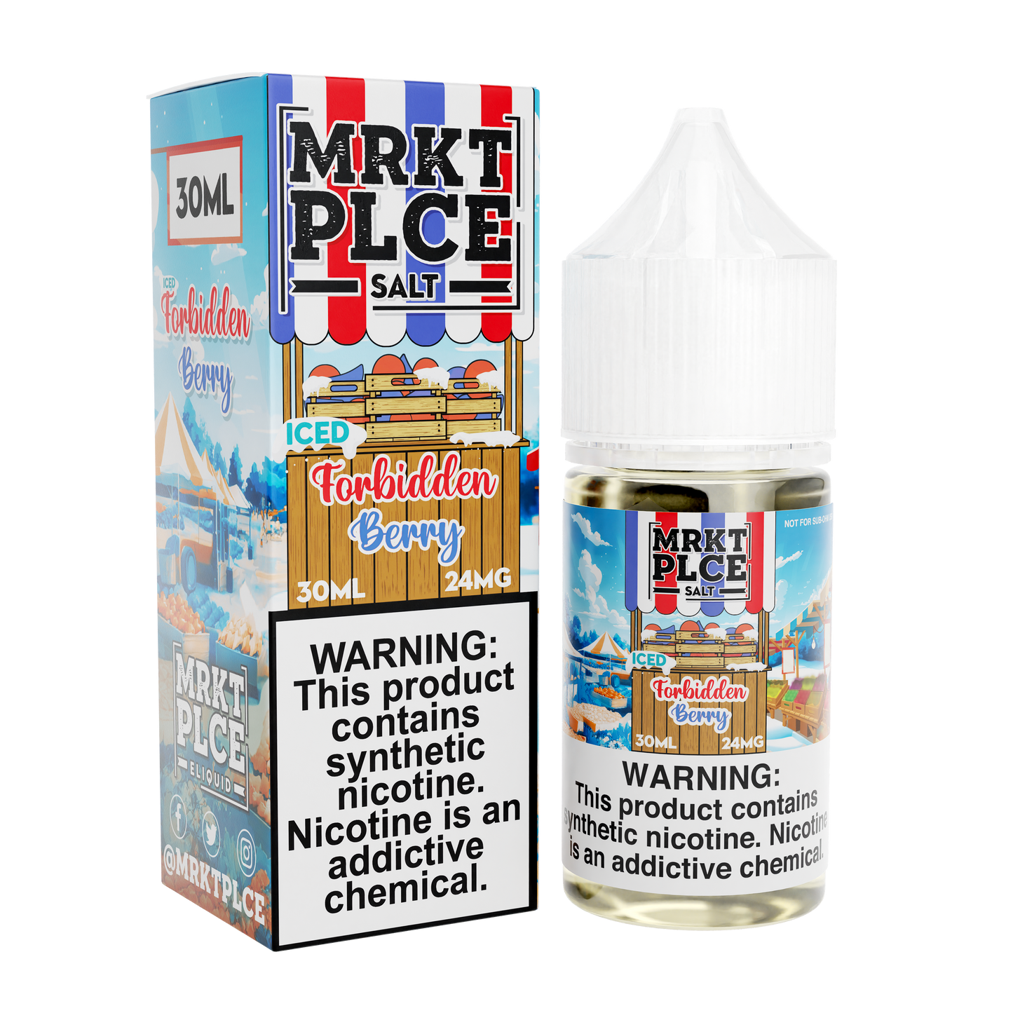 MRKT PLCE Salt Series E-Liquid 30mL (Salt Nic) | Forbidden Berry Iced with packaging