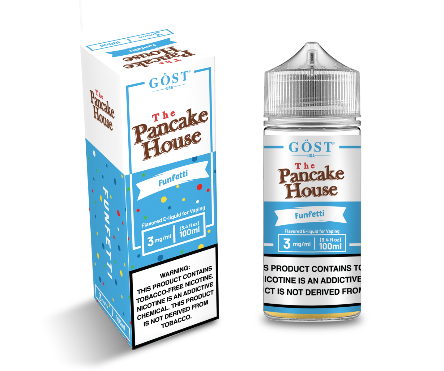 Pancake House Series E-Liquid 100mL (Freebase) | 3mg Funfetti with packaging 