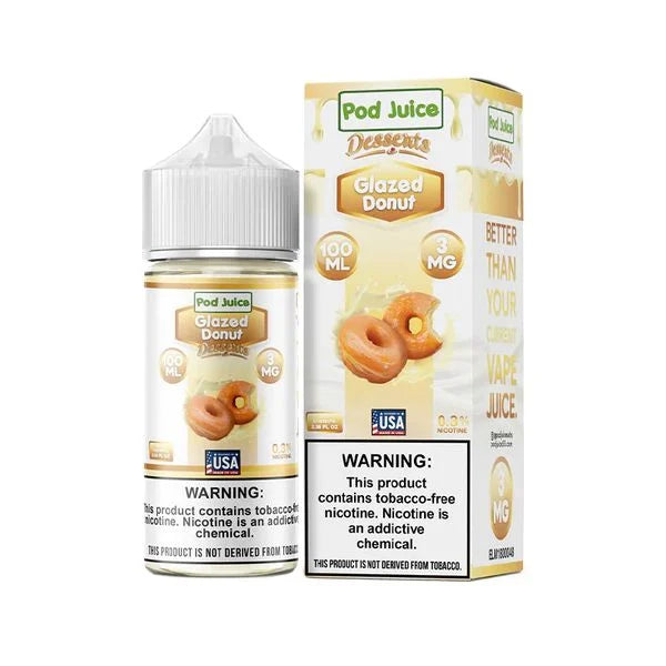 Pod Juice Series E-Liquid 100mL (Freebase) | 3mg Glazed Donut with Packaging