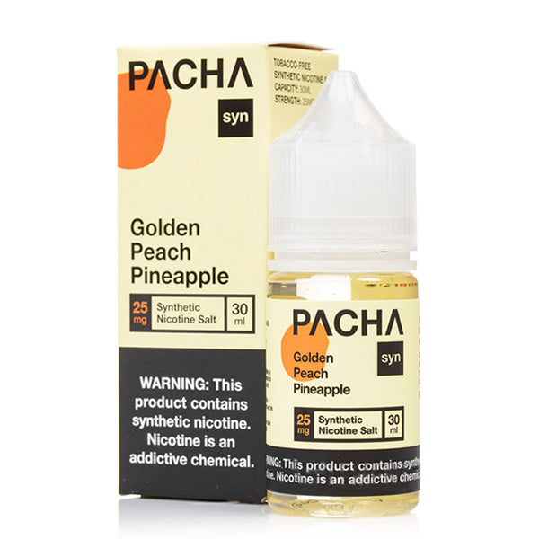 Pachamama TFN Salt Series E-Liquid 25mg | 30mL (Salt Nic) Golden Peach Pineapple with Packaging