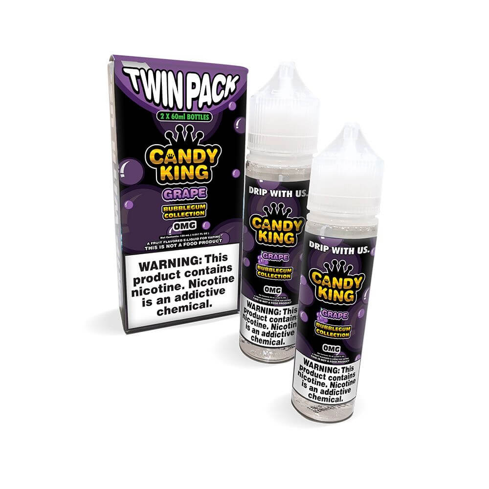 Candy King Bubblegum Series E-Liquid 120mL (Freebase) | 0mg Grape with packaging