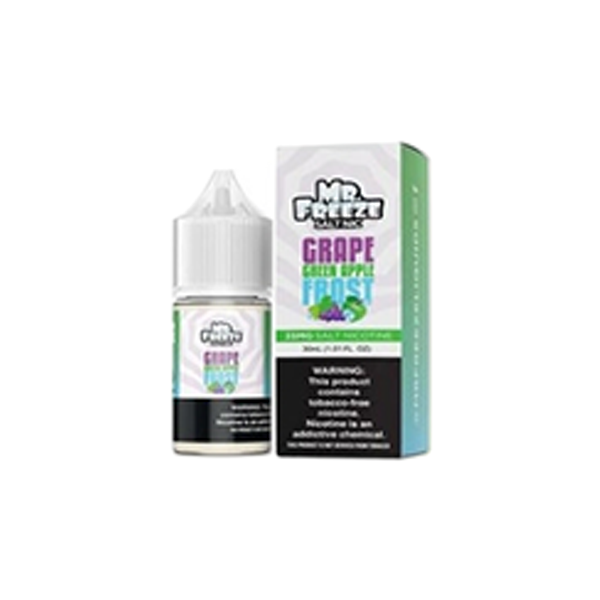 Mr. Freeze TFN Salt Series E-Liquid 30mL (Salt Nic) | 35mg Grape Green Apple Frost with packaging