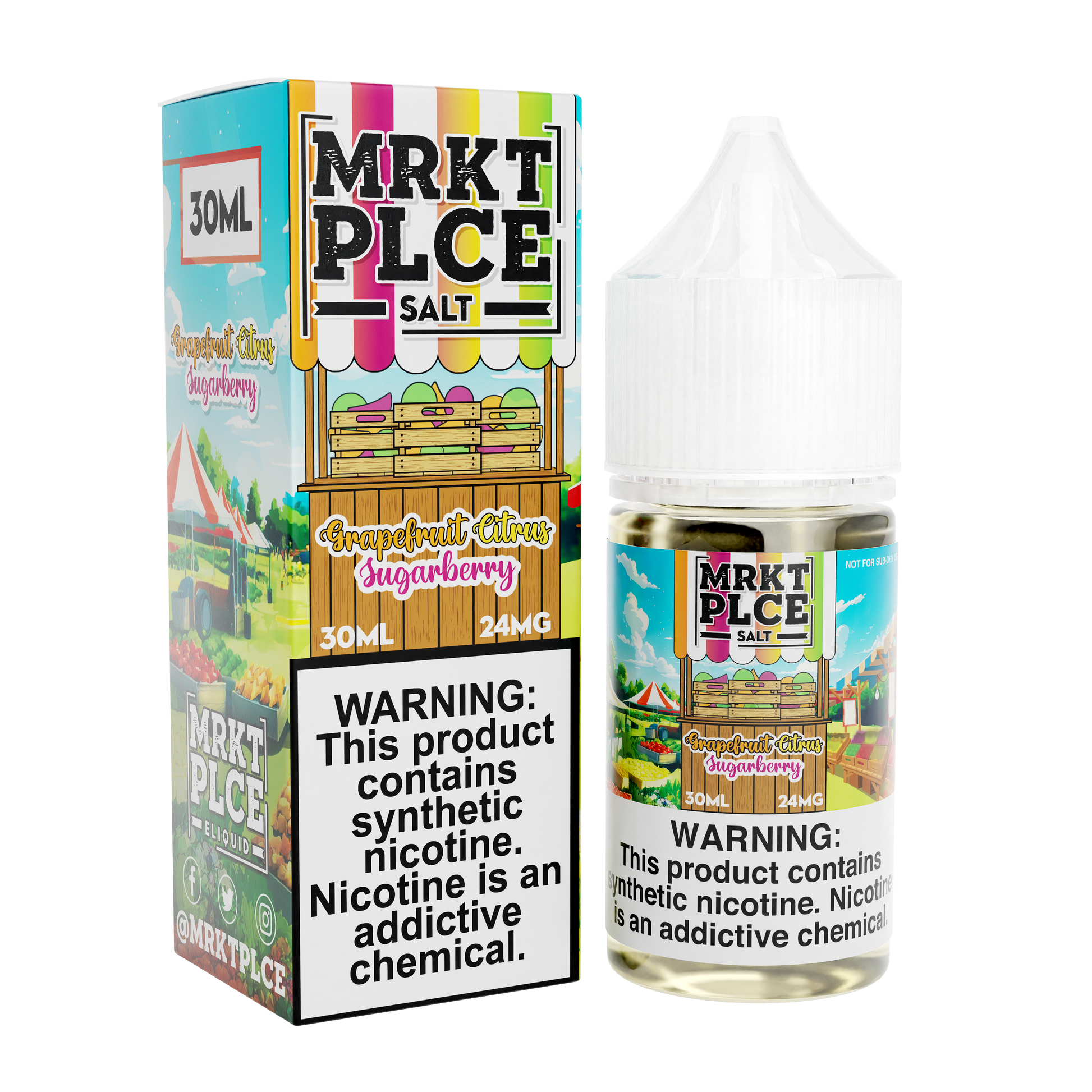 MRKT PLCE Salt Series E-Liquid 30mL (Salt Nic) | Grapefruit  Citrus  Sugarberry with packaging