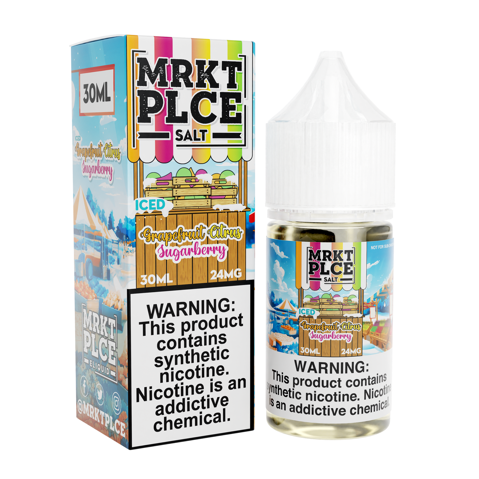 MRKT PLCE Salt Series E-Liquid 30mL (Salt Nic) | Grapefruit Citrus Sugarberry Iced with packaging