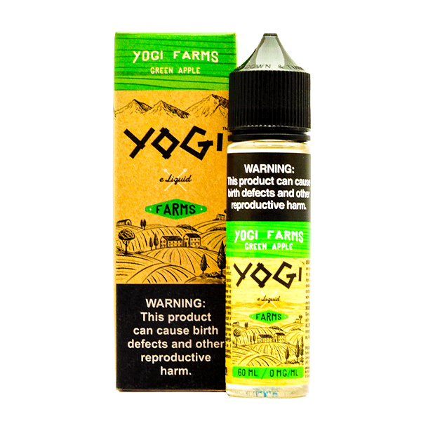 Yogi E-Liquid 60mL | 0mg (Original & Farms Series) Green Apple with packaging