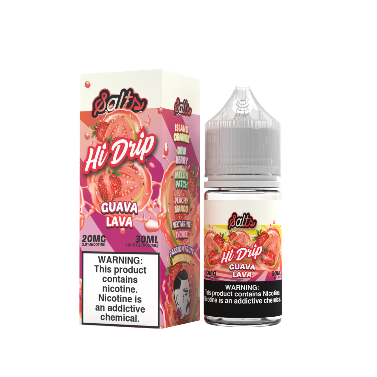 Hi-Drip Salt Series E-Liquid 30mL (Salt Nic) | 20mg Guava Lava with packaging