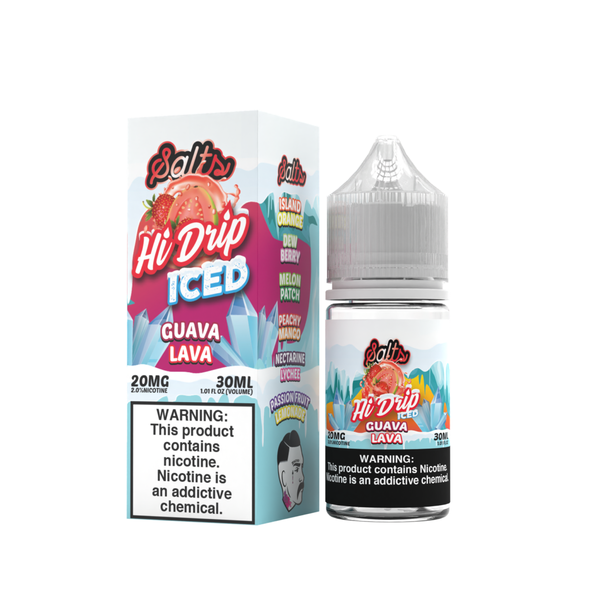 Hi-Drip Salt Series E-Liquid 30mL (Salt Nic) | 20mg Guava Lava Iced with packaging 