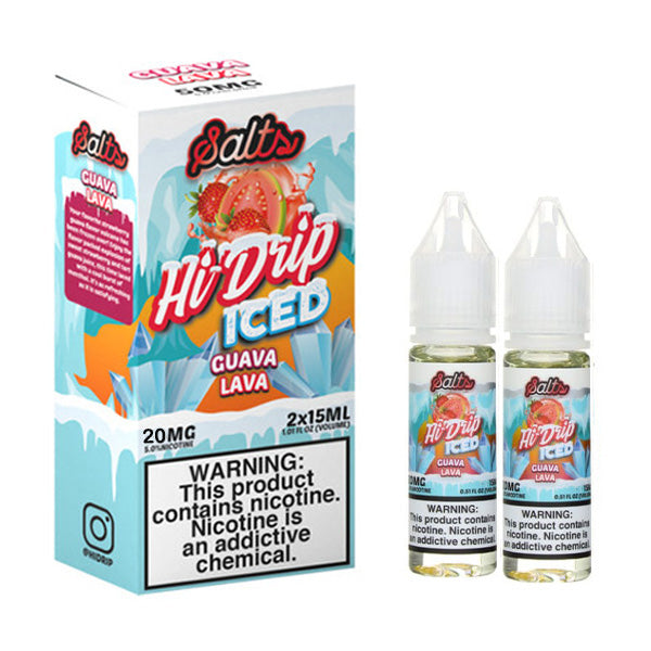 Hi-Drip Salt Series E-Liquid x2-15mL (Salt Nic) | 20mg Guava Lava Iced with packaging