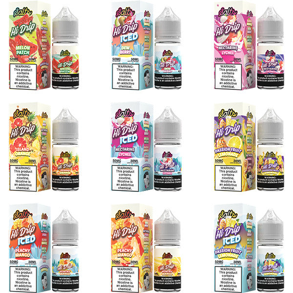 Hi-Drip Salt Series E-Liquid 30mL (Salt Nic) | 20mg Group Photo with packaging