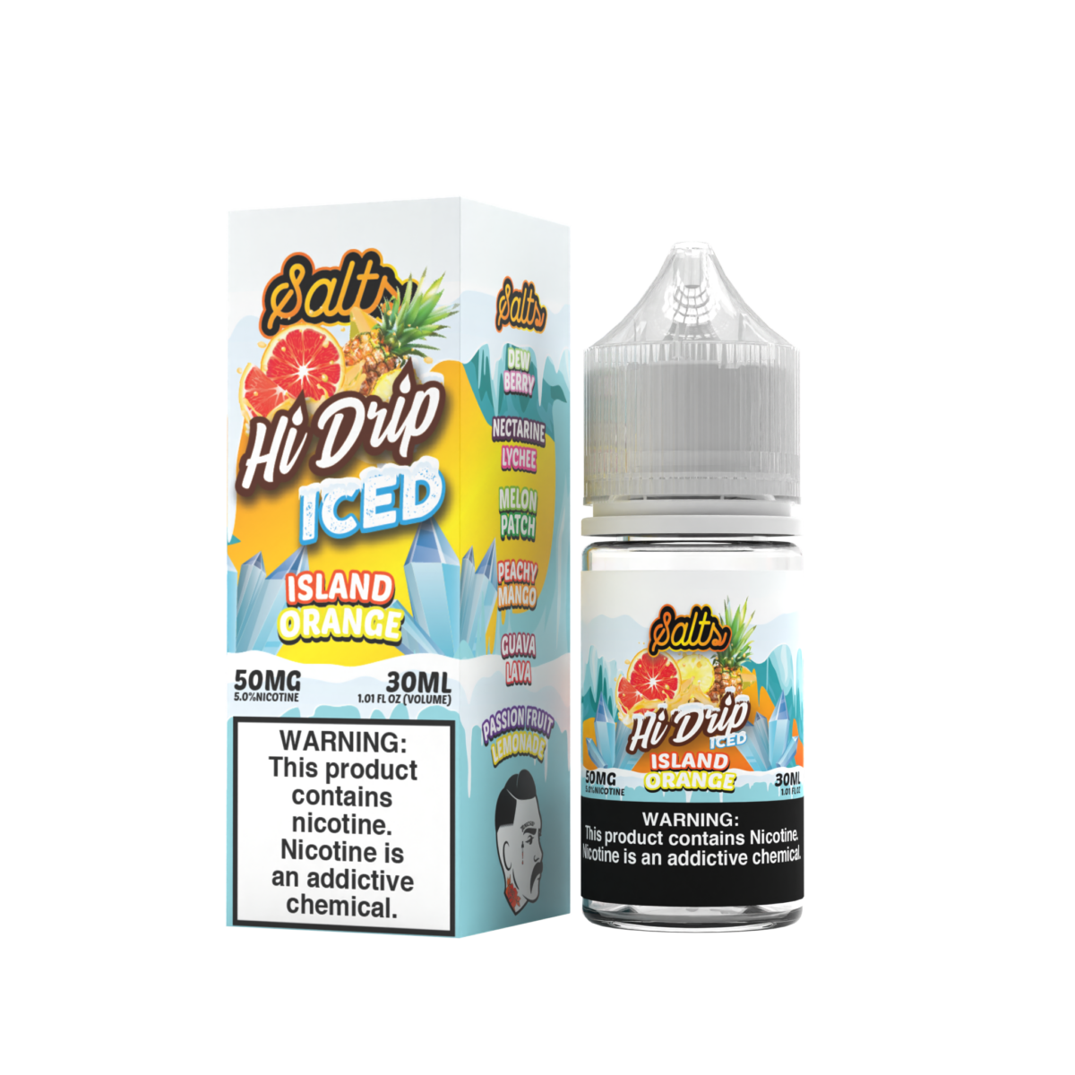 Hi-Drip Salt Series E-Liquid 30mL (Salt Nic) | 50mg Island Orange Iced with packaging 