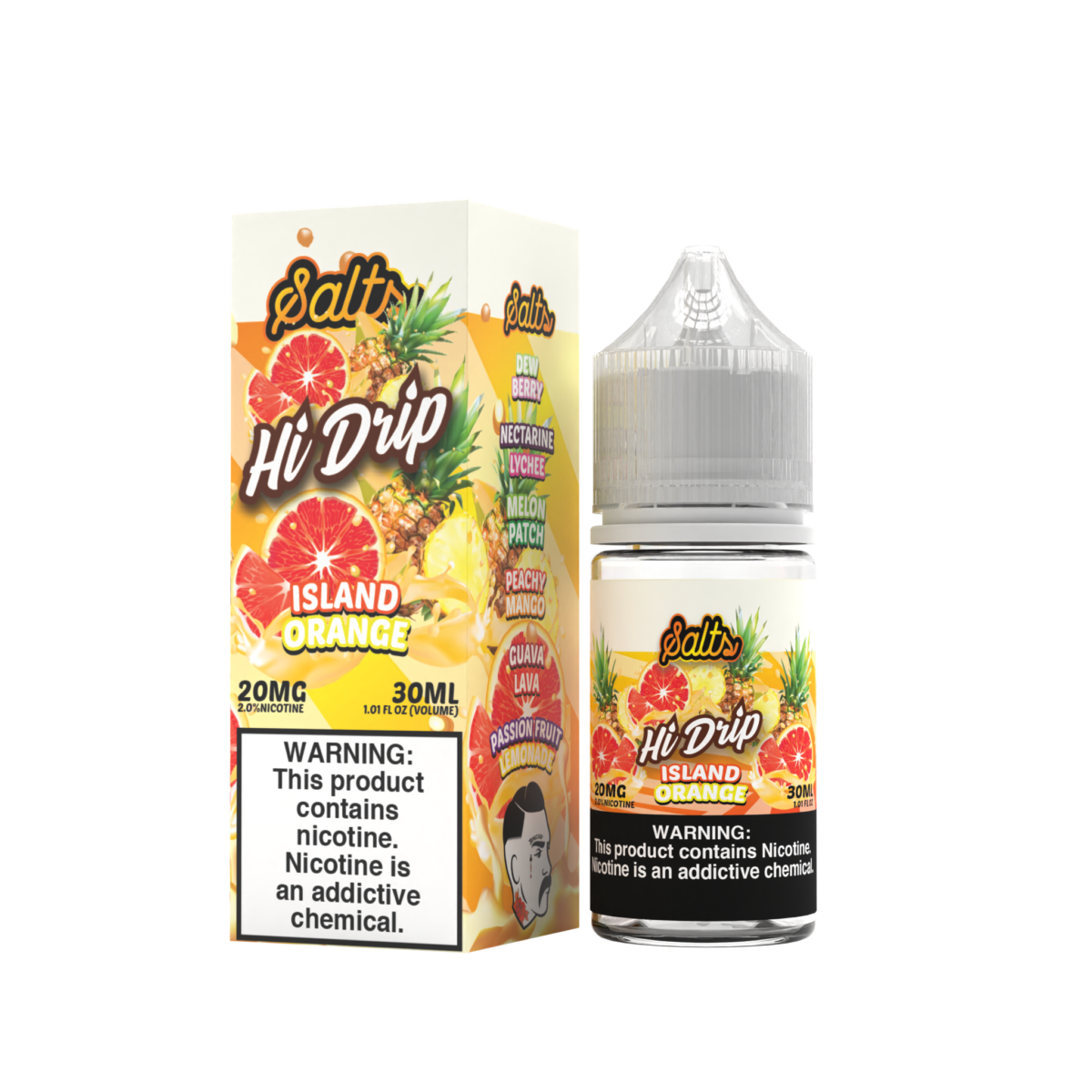 Hi-Drip Salt Series E-Liquid 30mL (Salt Nic) | 20mg Island Orange with packaging