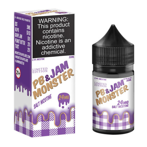 Jam Monster Salt Series E-Liquid 30mL Jam PBJ Grape with packaging