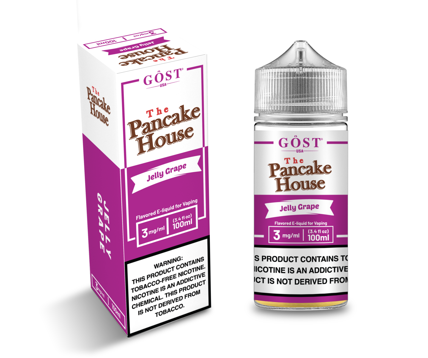 Pancake House Series E-Liquid 100mL (Freebase) | 3mg Jelly Grape with packaging