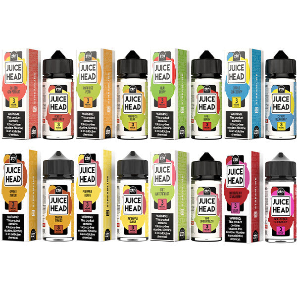 Juice Head Series E-Liquid 0mg | 100mL (Freebase) Group Photo