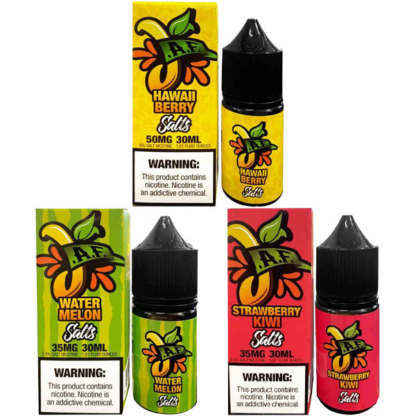 Juicy AF TFN Salt Series E-Liquid 30mL (Salt Nic) | Group Photo with Packaging