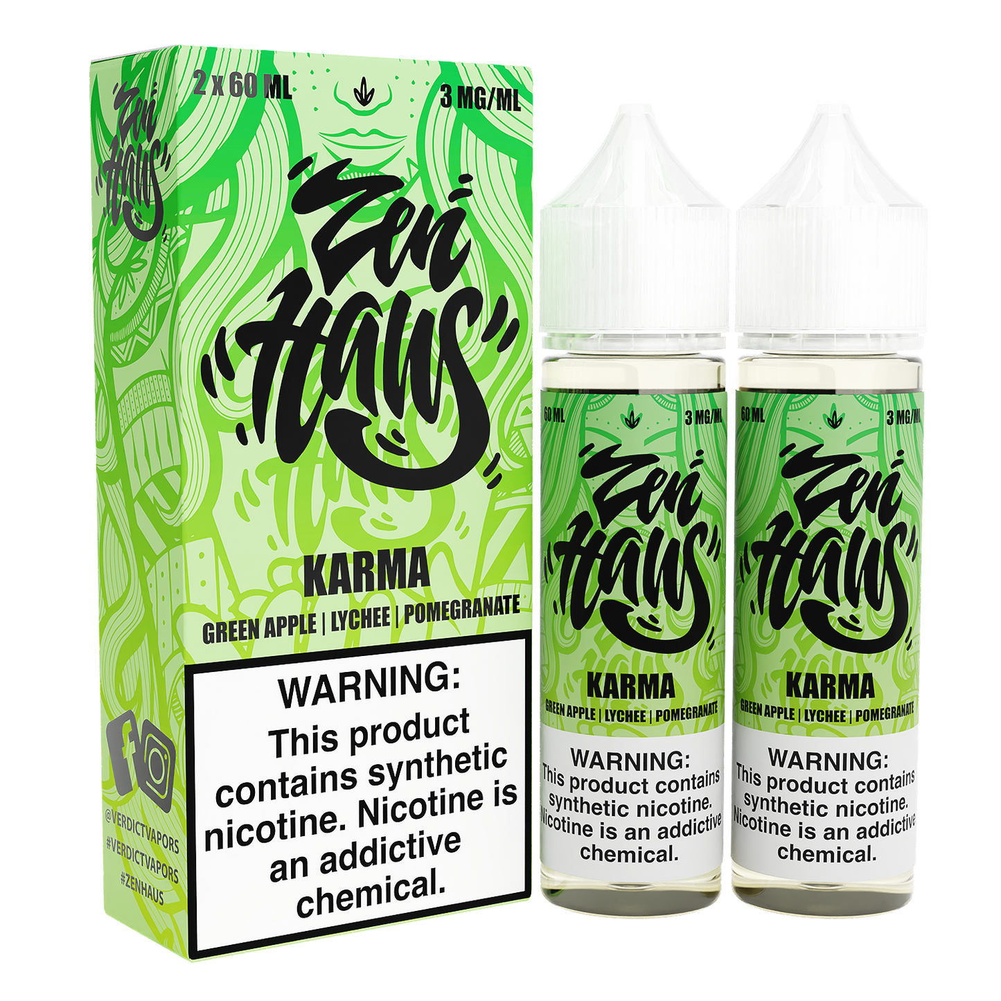 Zen Haus Series E-Liquid x2-60mL | 0mg Karma with packaging