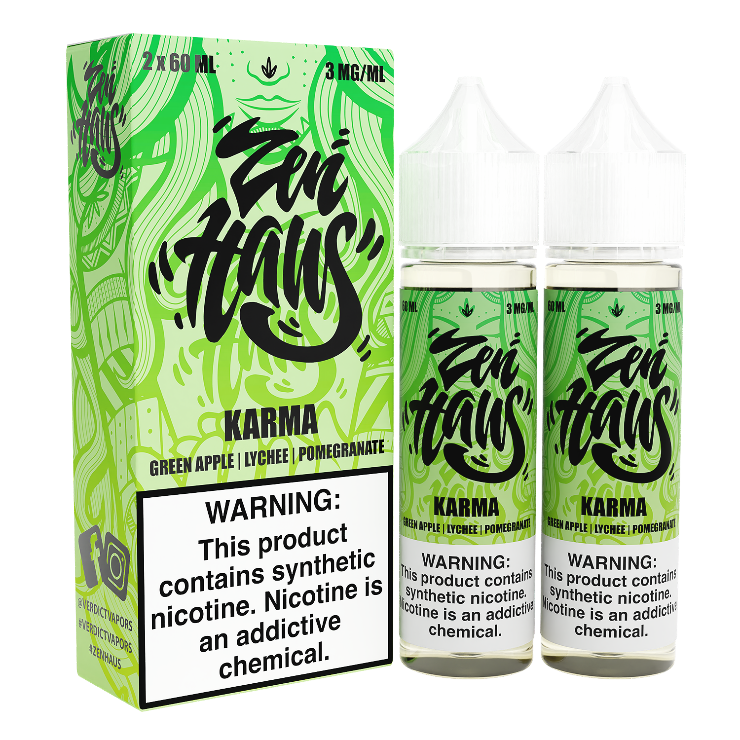 Zen Haus Series E-Liquid x2-60mL | 0mg Karma with packaging