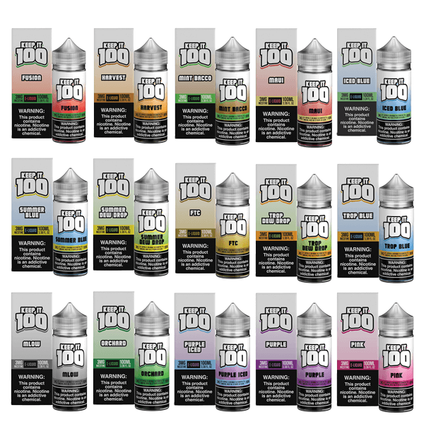 Keep It 100 TFN Series E-Liquid 6mg | 100mL (Freebase) Group Photo