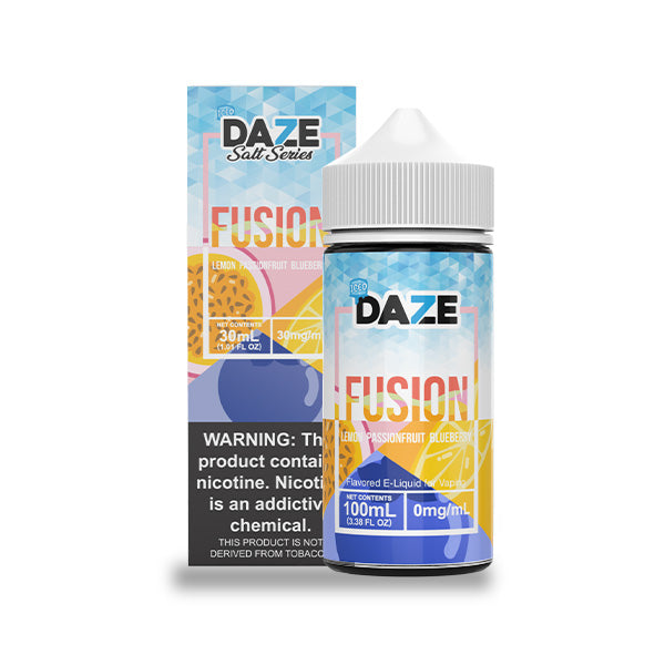 7Daze Fusion Series E-Liquid 100mL (Freebase) Lemon Passion Blueberry Iced with Packaging