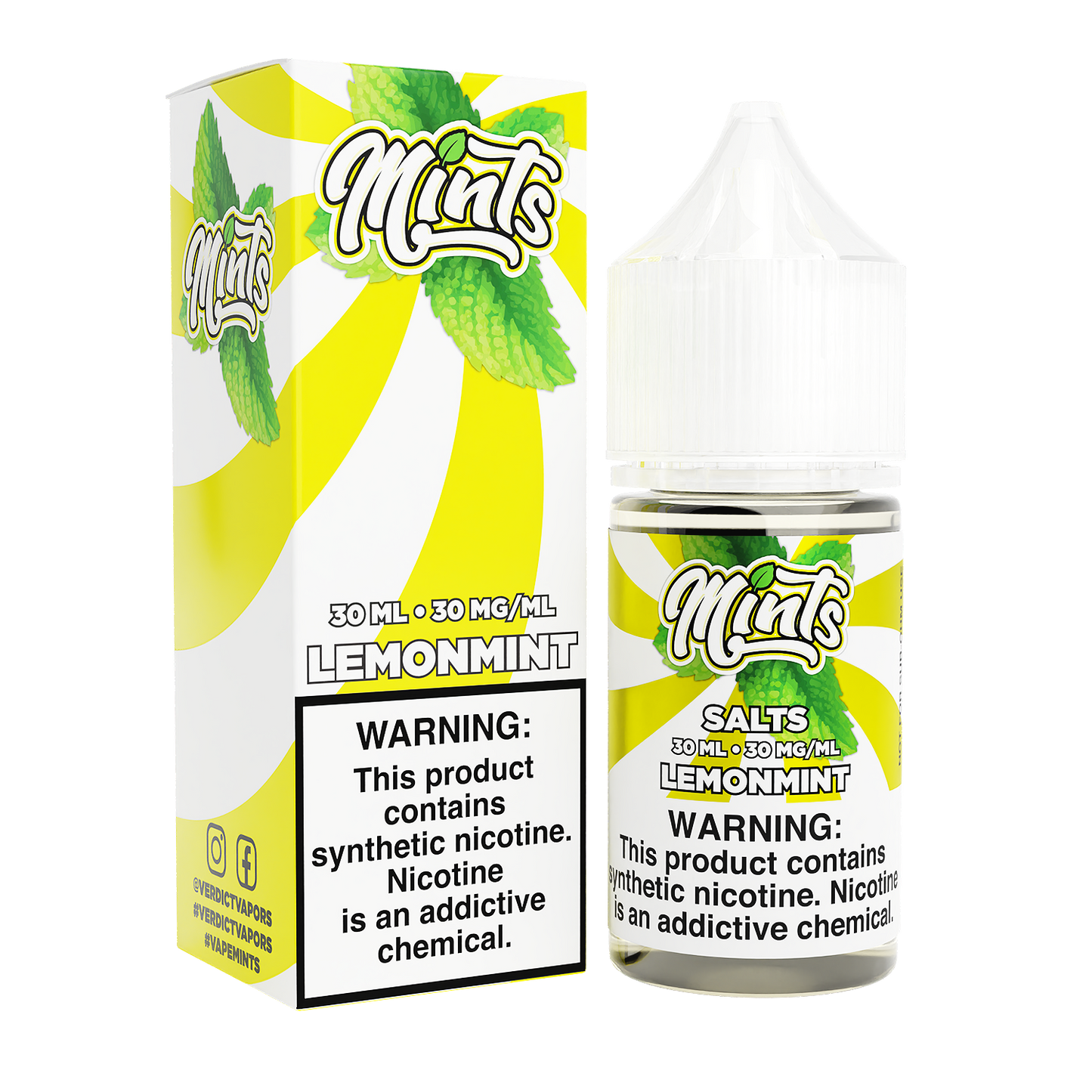 Mints Salt Series E-Liquid 30mL | 30mg Lemonmint with packaging