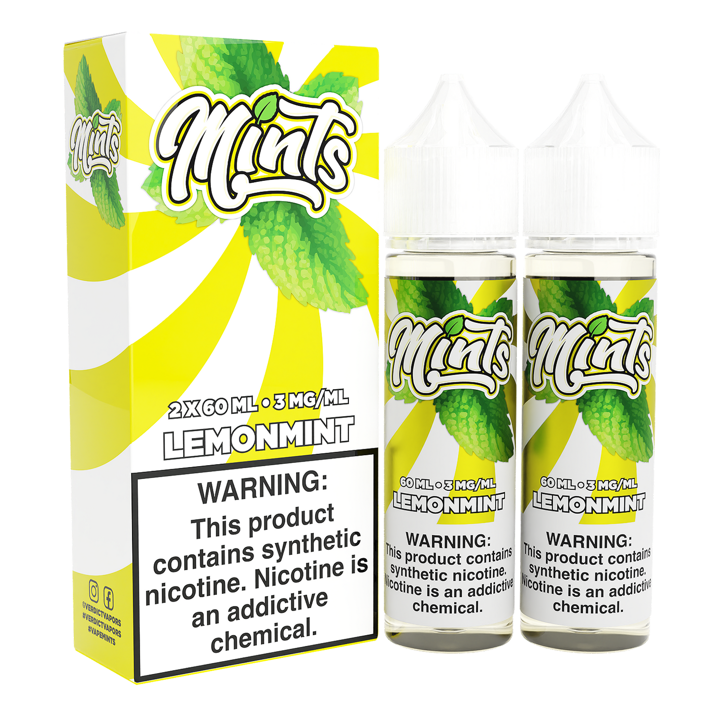 Mints Series E-Liquid x2-60mL | 6mg Lemonmint with packaging