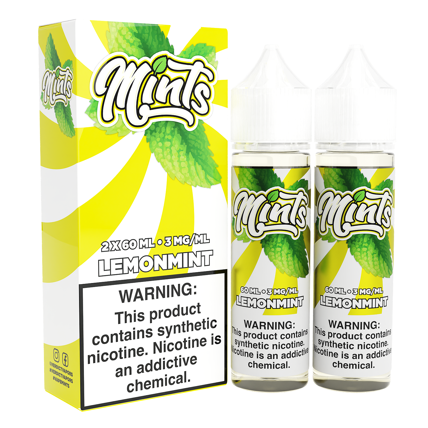 Mints Series E-Liquid x2-60mL | 6mg Lemonmint with packaging