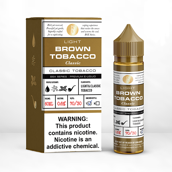 GLAS BSX TFN Series E-Liquid 6mg | 60mL (Freebase) Light Brown Classic Tobacco with Packaging