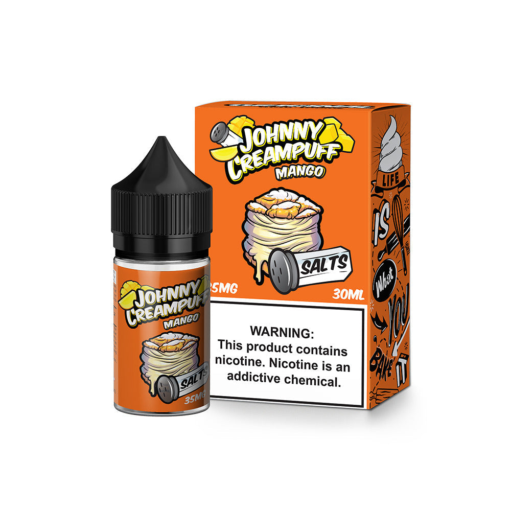 Tinted Brew Johnny Creampuff TFN Salt Series E-Liquid 30mL | 35mg Mango with packaging