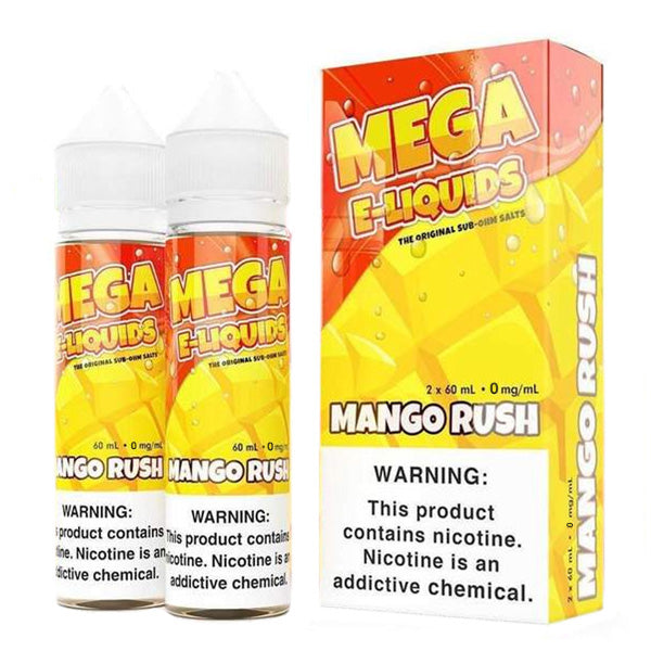 Mega E-Liquids Series x2-60mL | 3mg Mango Rush with packaging