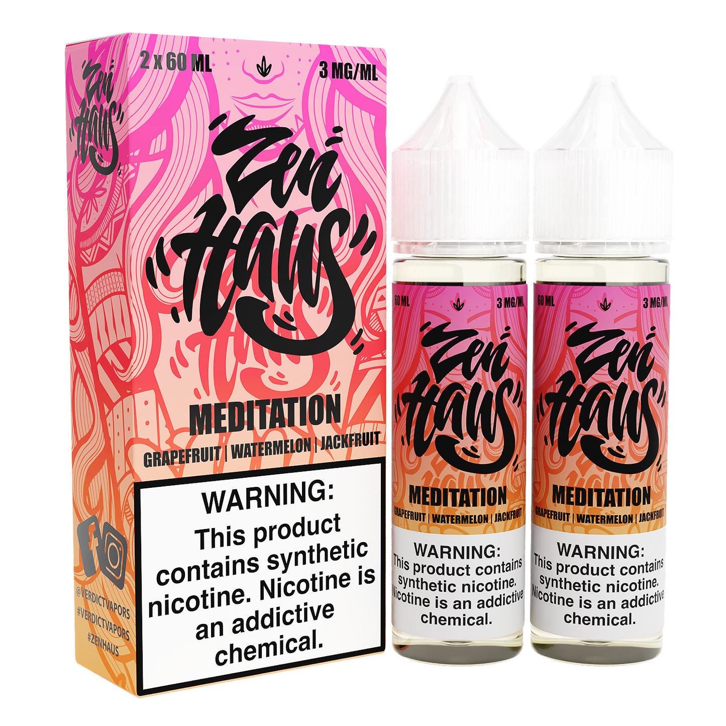 Zen Haus Series E-Liquid x2-60mL | 3mg Meditation with packaging