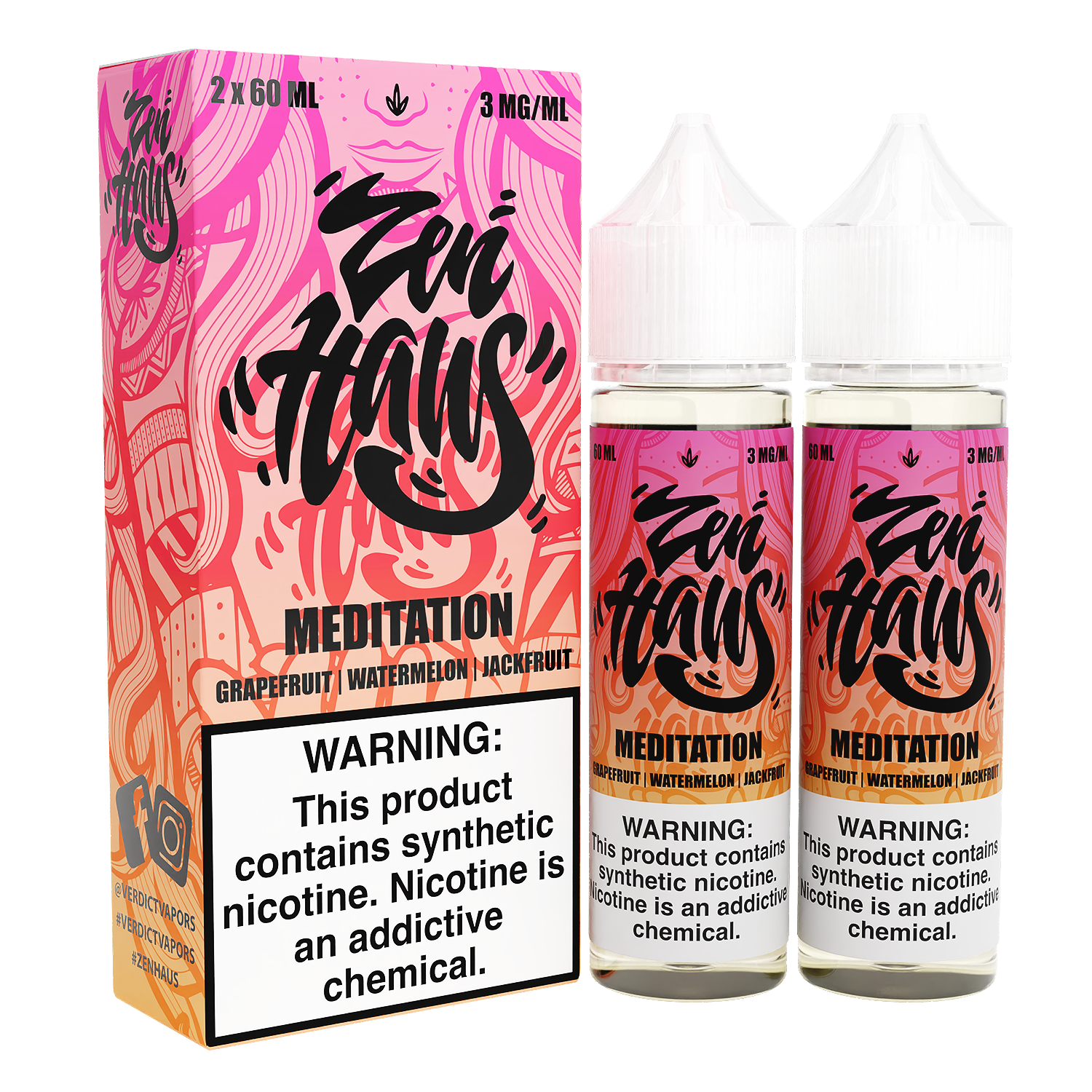 Zen Haus Series E-Liquid x2-60mL | 3mg Meditation with packaging