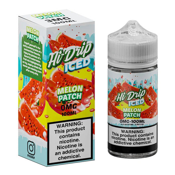 Hi-Drip Series E-Liquid 100mL (Freebase) | Melon Patch Iced with packaging