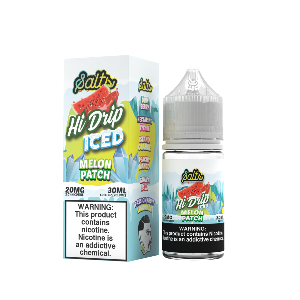 Hi-Drip Salt Series E-Liquid 30mL (Salt Nic) | 20mg Melon Patch Iced with packaging