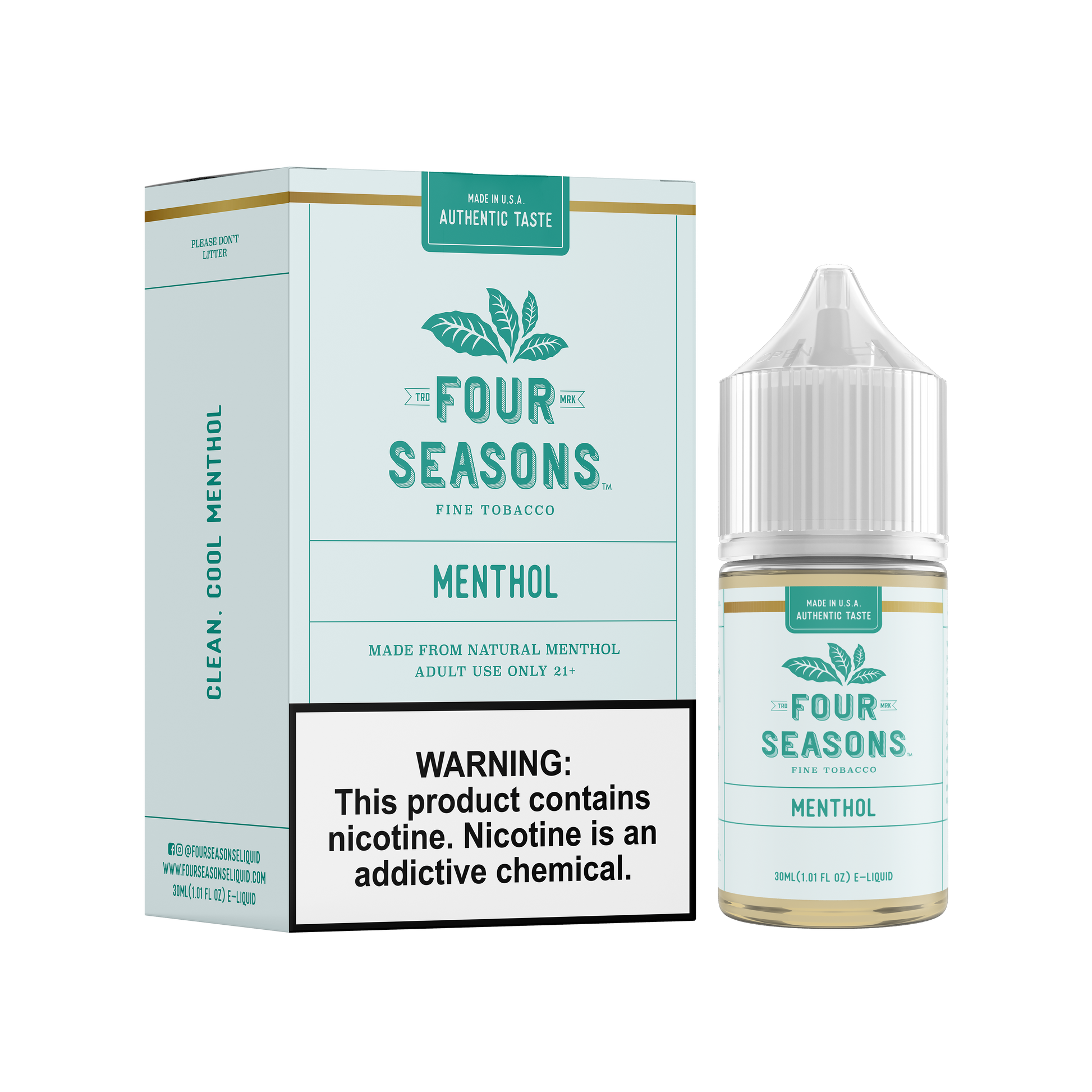 Four Seasons E-Liquid 30mL (Freebase) | 0mg Menthol with packaging