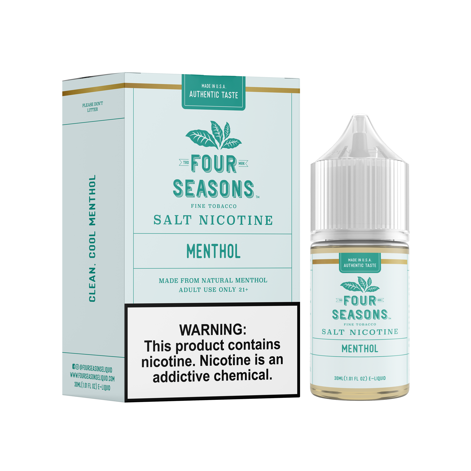 Four Seasons Salt Series E-Liquid 30mg | 30mL (Salt Nic) Menthol with Packaging