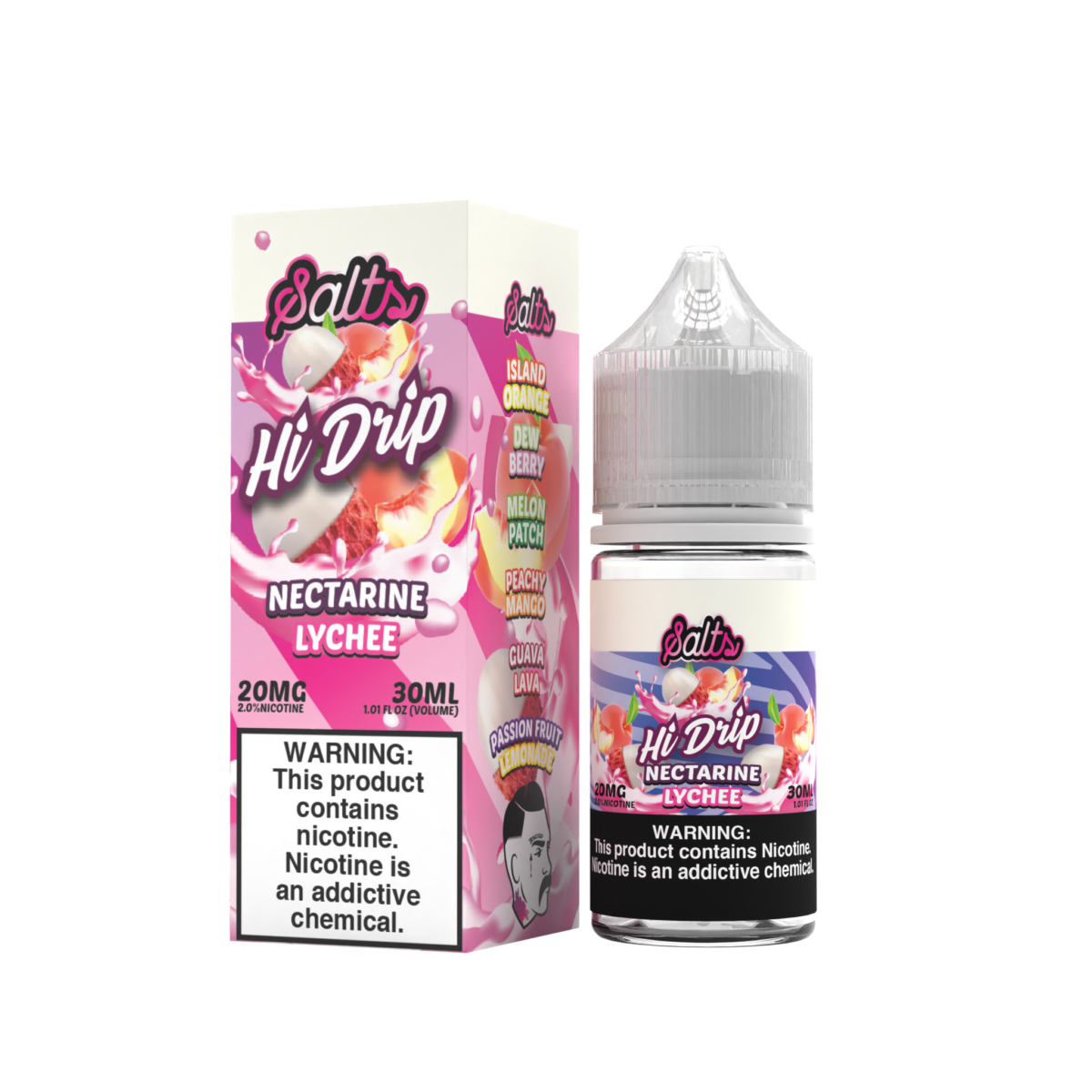 Hi-Drip Salt Series E-Liquid 30mL (Salt Nic) | 20mg Nectarine Lychee with packaging