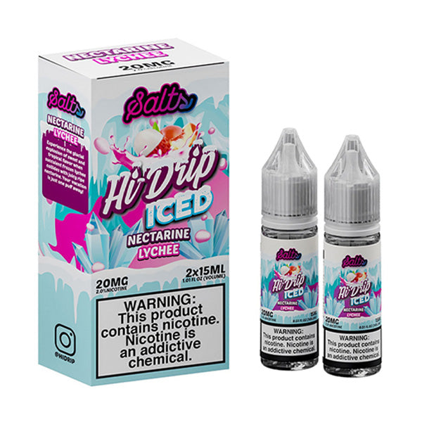 Hi-Drip Salt Series E-Liquid x2-15mL (Salt Nic) | 20mg Nectarine Lychee Iced with packaging