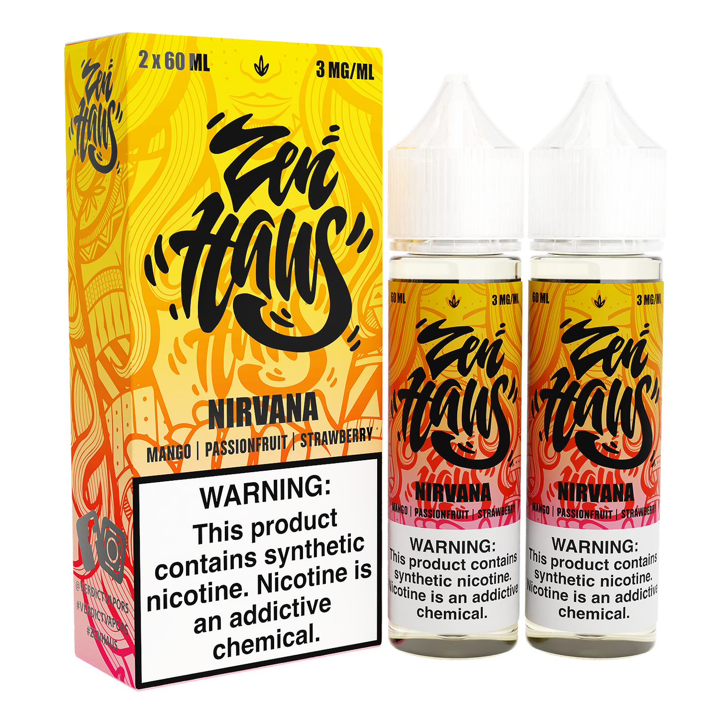 Zen Haus Series E-Liquid x2-60mL | 0mg nirvana with packaging